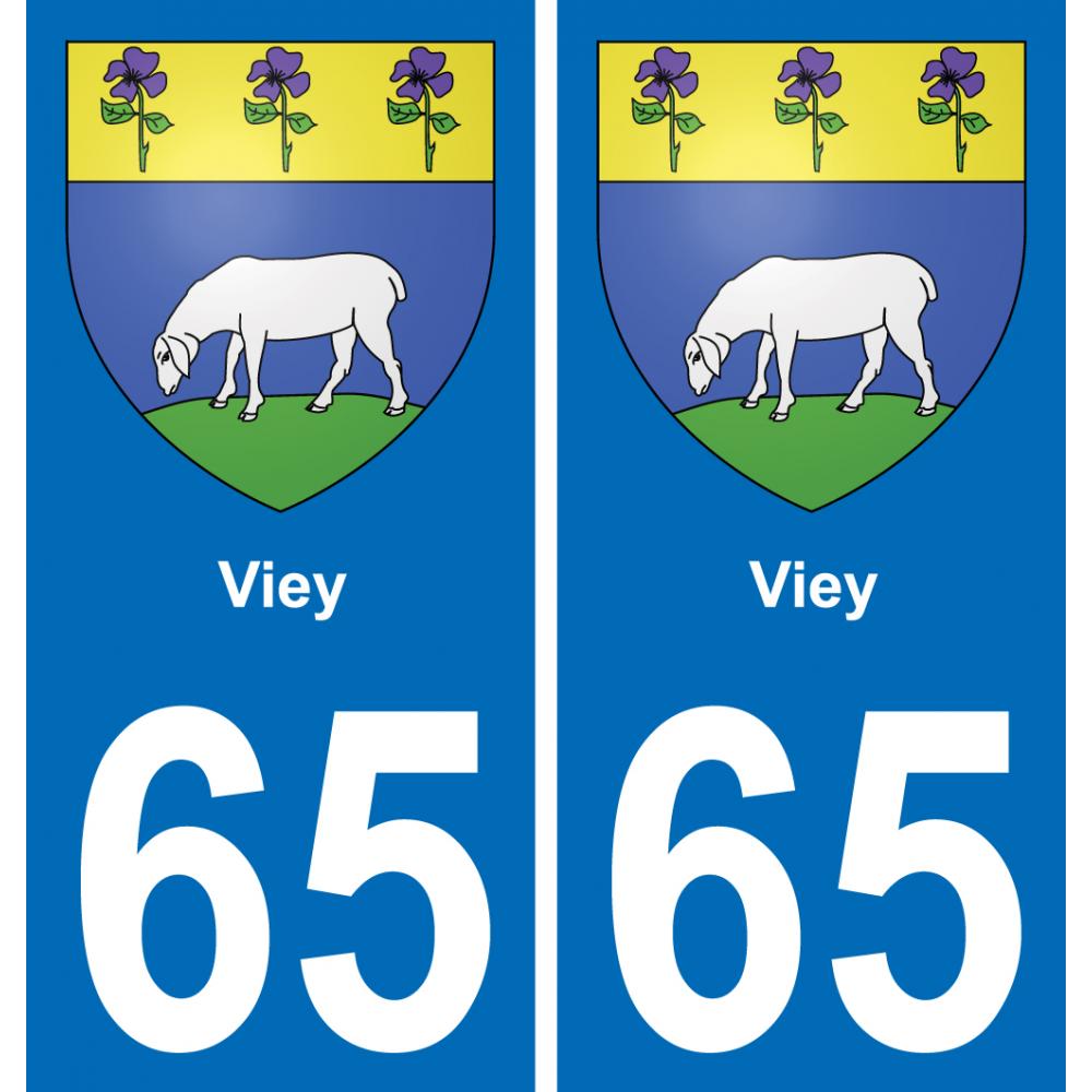 65 Viey autocollant sticker plaque immatriculation auto ville