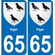 65 Pau autocollant sticker plaque immatriculation auto ville