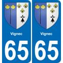 65 Vignec sticker plate registration city