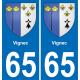 65 Vignec sticker plate registration city