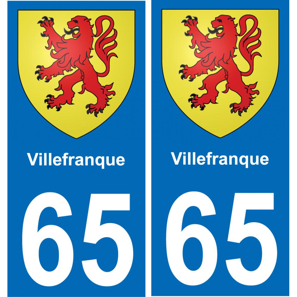 65 Villefranque placa etiqueta de registro de la ciudad