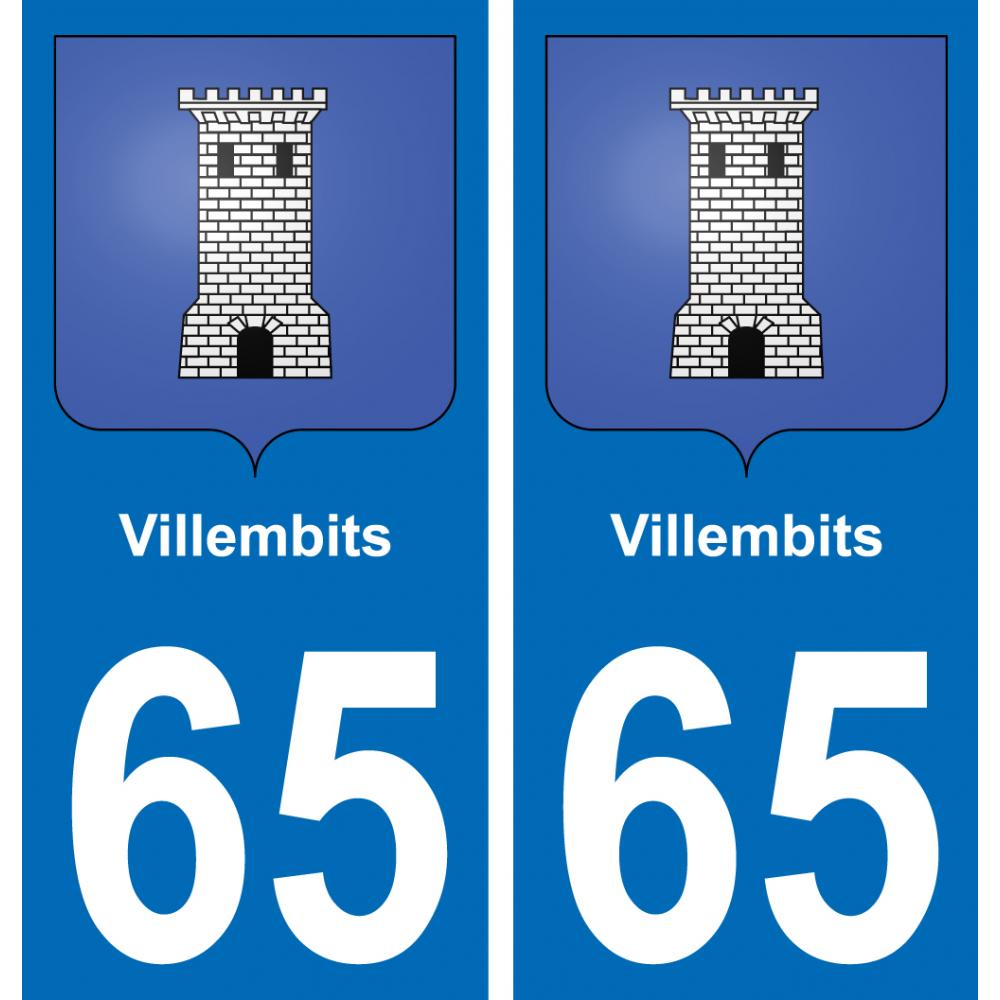 65 Villembits autocollant sticker plaque immatriculation auto ville