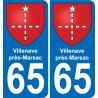 65 Villenave-près-Marsac adesivo piastra di registrazione city