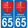 65 Villenave-près-Marsac sticker plate registration city