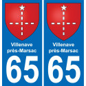 65 Villenave-près-Marsac autocollant sticker plaque immatriculation auto ville