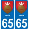 65 Viscos autocollant sticker plaque immatriculation auto ville