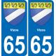 65 Vizos sticker plate registration city