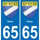 65 Pau autocollant sticker plaque immatriculation auto ville