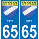 65 Vizos sticker plate registration city