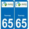 65 Tournay logotipo de la etiqueta engomada de la placa de registro de la ciudad