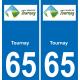 65 Tournay logo autocollant plaque immatriculation auto ville sticker
