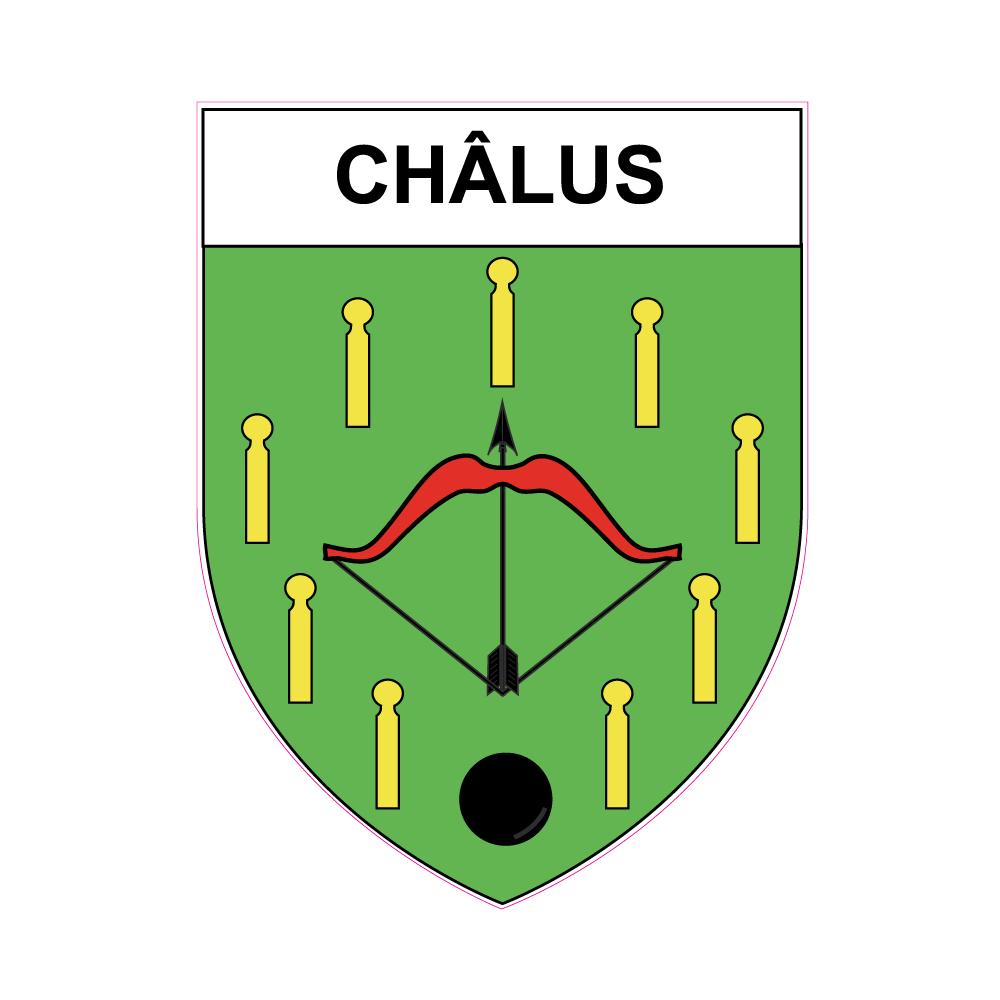 Pegatinas escudo de armas de Châlus adhesivo de la etiqueta engomada