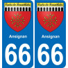 66 Ansignan autocollant sticker plaque immatriculation auto ville