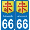 66 Arboussols autocollant sticker plaque immatriculation auto ville