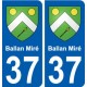 37 Ballan-Miré ville autocollant plaque stickers