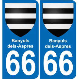 66 Banyuls-dels-Aspres placa etiqueta de registro de la ciudad