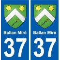 37 Ballan-Miré ville autocollant plaque stickers