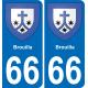 66 Brouilla sticker plate registration city