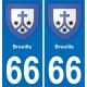 66 Brouilla placa etiqueta de registro de la ciudad