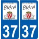 37 Bléré logo ville autocollant plaque stickers