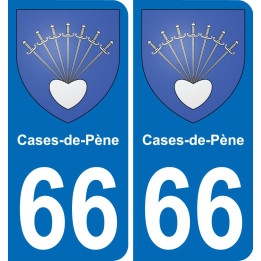 66 Cases-de-Pène placa etiqueta de registro de la ciudad