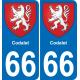 66 Codalet placa etiqueta de registro de la ciudad