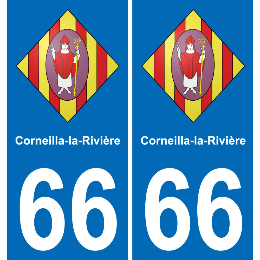 66 Corneilla-la-Rivière placa etiqueta de registro de la ciudad