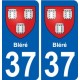 37 Bléré ville autocollant plaque stickers