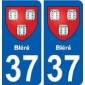 37 Bléré ville autocollant plaque stickers