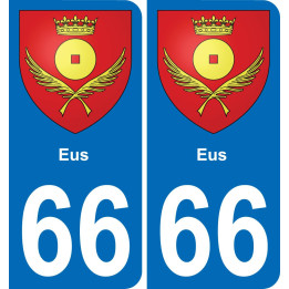 66 Eus autocollant sticker plaque immatriculation auto ville