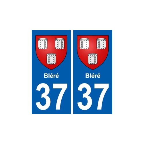 37 Bléré ville autocollant plaque stickers