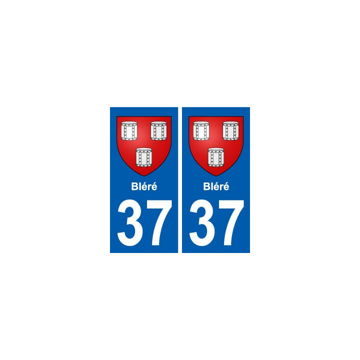37 Bléré ville autocollant plaque stickers