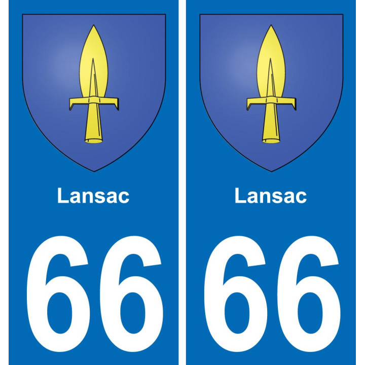 66 Lansac autocollant sticker plaque immatriculation auto ville