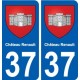 37 Château-Renault ville autocollant plaque stickers