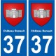 37 Château-Renault ville autocollant plaque stickers