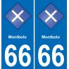 66 Montbolo autocollant sticker plaque immatriculation auto ville