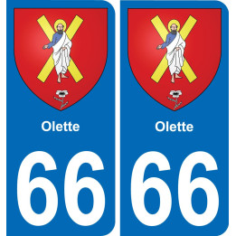 66 Olette autocollant sticker plaque immatriculation auto ville