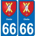 66 Olette sticker plate registration city