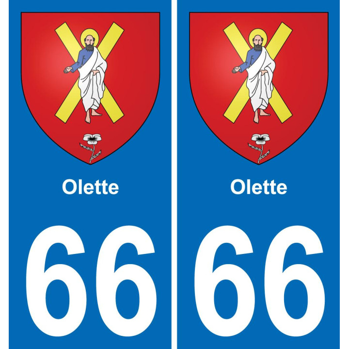 66 Olette autocollant sticker plaque immatriculation auto ville