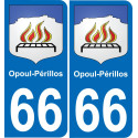 66 Opoul-Périllos autocollant sticker plaque immatriculation auto ville