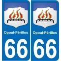 66 Opoul-Périllos sticker plate registration city