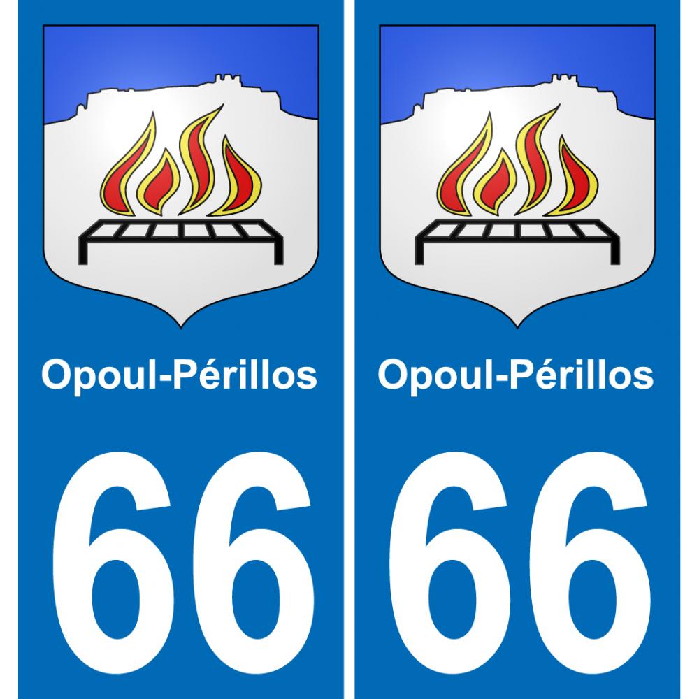 66 Opoul-Périllos autocollant sticker plaque immatriculation auto ville