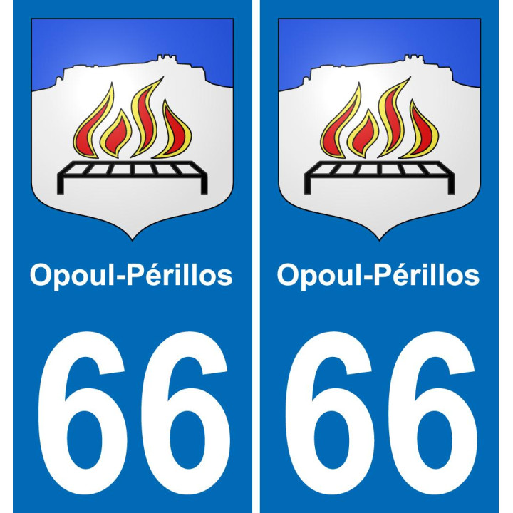 66 Opoul-Périllos placa etiqueta de registro de la ciudad