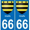 66 Ortaffa placa etiqueta de registro de la ciudad