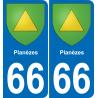 66 Planèzes autocollant sticker plaque immatriculation auto ville