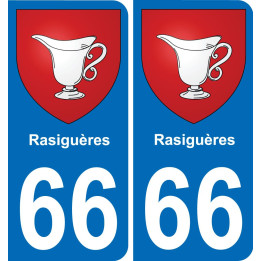 66 Rasiguères placa etiqueta de registro de la ciudad