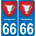 66 Rasiguères sticker plate registration city