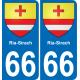 66 Ria-Sirach autocollant sticker plaque immatriculation auto ville