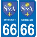 66 Saillagouse autocollant sticker plaque immatriculation auto ville