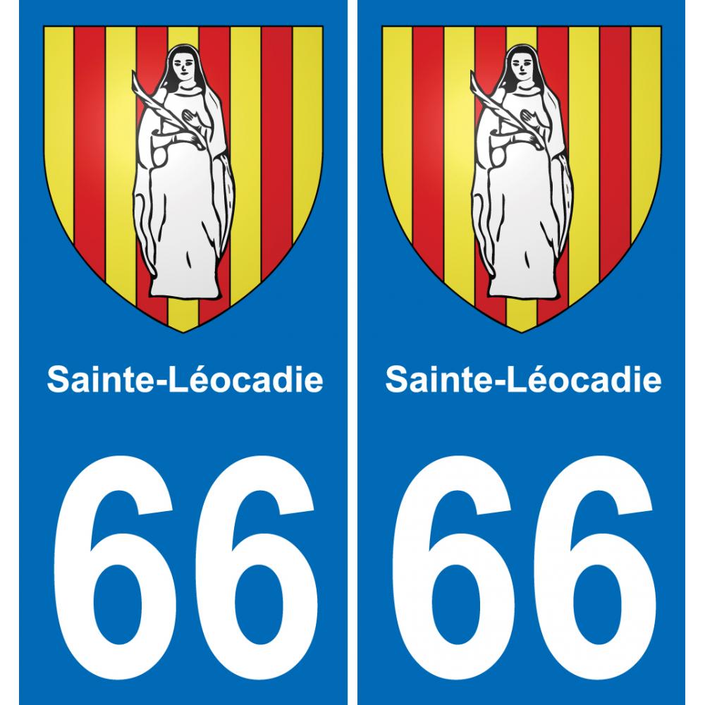 66 Sainte-Léocadie sticker plate registration city